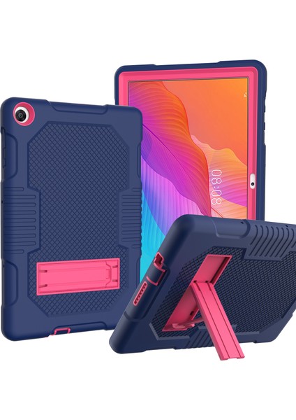 Kaydırmalı Kickstand Tasarımı Kontrast Renkli Pc+Tpu+Silikon Tablet Kılıfı Huawei Matepad T10S-KOYU Mavi/gül (Yurt Dışından)