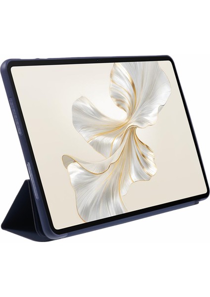 Honor Pad 9 Kılıf Çizilmez Pu+Silikon Üç Katlı Stand Tablet Kapağı-Koyu Mavi (Yurt Dışından)