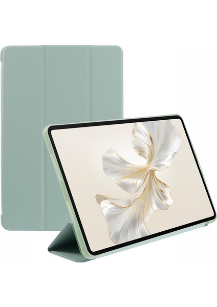 Honor Pad 9 Kılıf Çizilmez Pu+Silikon Üç Katlı Stand Tablet Kapağı-Açık Yeşil (Yurt Dışından)