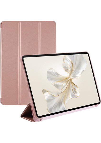 Honor Pad 9 Için Kılıf Çizilmez Pu+Silikon Üçe Katlanmış Stand Tablet Kapağı-Gül Altın (Yurt Dışından)