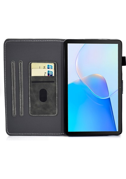Huawei Matepad Se Için 10.4-Inç Darbeye Dayanıklı Kılıf Sığır Derisi Doku Pu Deri Tablet Kapak ile Kart Tutucu-Gri (Yurt Dışından)