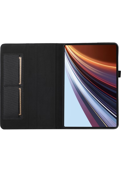 Honor Pad Gt Pro Için Deri Kılıf Kart Tutucu Kumaş Doku Tablet Standı Kapak-Siyah (Yurt Dışından)