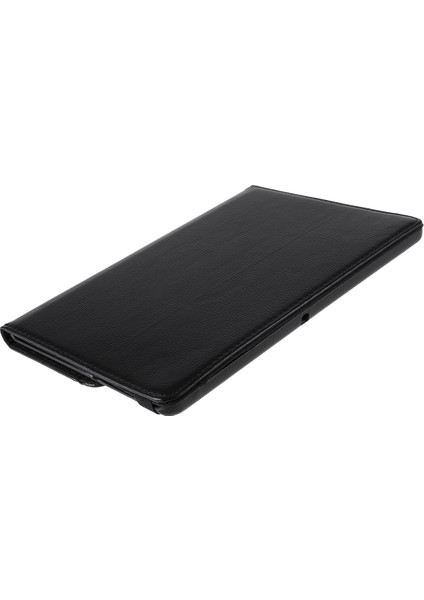 Huawei Mediapad T3 10 Litchi Deri Deri 360 Derece Döner Stand Çok Açılı Destek Tablet Kılıfı-Siyah (Yurt Dışından)