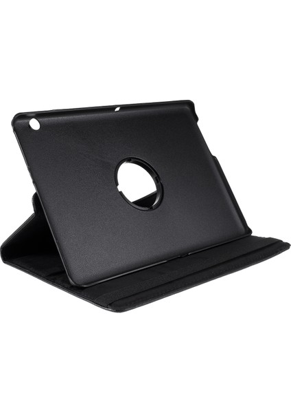 Huawei Mediapad T3 10 Litchi Deri Deri 360 Derece Döner Stand Çok Açılı Destek Tablet Kılıfı-Siyah (Yurt Dışından)