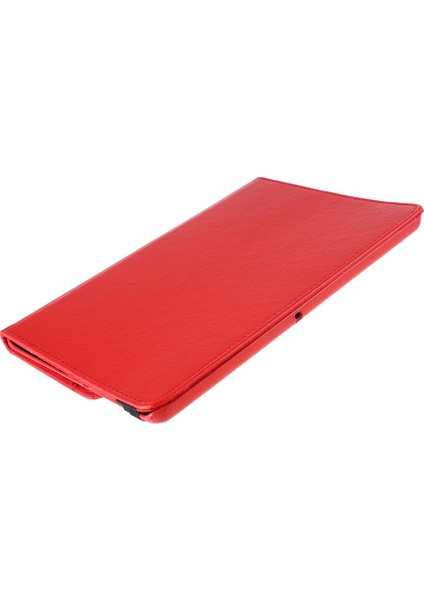 Huawei Mediapad T3 10 Litchi Deri Deri 360 Derece Döner Stand Çok Açılı Destek Tablet Kılıfı-Kırmızı (Yurt Dışından)