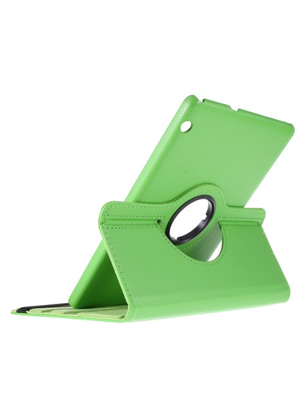Huawei Mediapad T3 10 Litchi Deri Deri 360 Derece Döner Stand Çok Açılı Destek Tablet Kılıfı-Yeşil (Yurt Dışından)