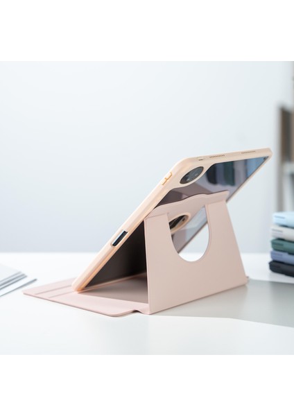 Huawei Matepad Pro 11(2022)/(2024)CASE Pu Deri Döner Standlı Tablet Kılıfı, Kalem Tutuculu-Pembe (Yurt Dışından)