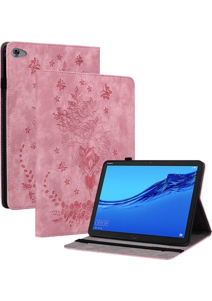 Koruyucu Kılıf Huawei Mediapad M5 Lite 10.1/mediapad C5 10 Baskılı Stand Pu Deri Kapak-Pembe (Yurt Dışından)