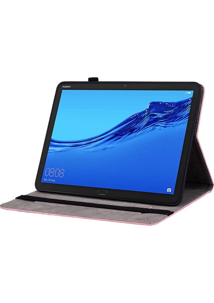 Koruyucu Kılıf Huawei Mediapad M5 Lite 10.1/mediapad C5 10 Baskılı Stand Pu Deri Kapak-Pembe (Yurt Dışından)