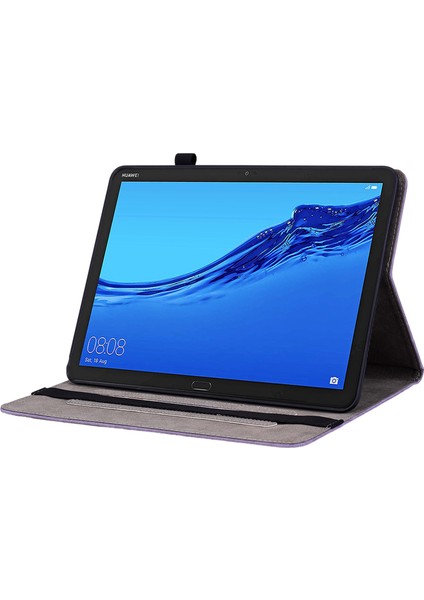 Koruyucu Kılıf Huawei Mediapad M5 Lite 10.1/mediapad C5 10 Baskılı Stand Pu Deri Kapak-Mor (Yurt Dışından)