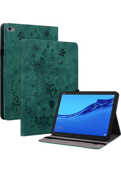 Koruyucu Kılıf Huawei Mediapad M5 Lite 10.1/mediapad C5 10 Baskılı Stand Pu Deri Kapak-Yeşil (Yurt Dışından)