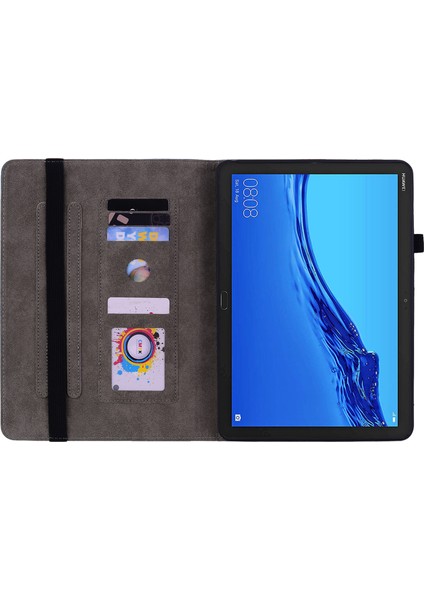 Koruyucu Kılıf Huawei Mediapad M5 Lite 10.1/mediapad C5 10 Baskılı Stand Pu Deri Kapak-Yeşil (Yurt Dışından)