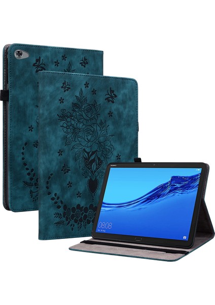 Koruyucu Kılıf Huawei Mediapad M5 Lite 10.1/mediapad C5 10 Baskılı Stand Pu Deri Kapak-Mavi (Yurt Dışından)