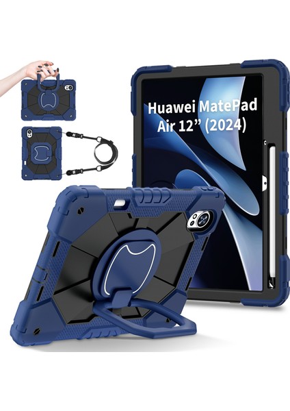 Huawei Matepad AIR(2024) Için Kılıf Silikon+Pc Kickstand Tablet Kapağı-Lacivert/siyah (Yurt Dışından)