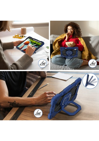 Huawei Matepad AIR(2024) Için Kılıf Silikon+Pc Kickstand Tablet Kapağı-Lacivert/siyah (Yurt Dışından)