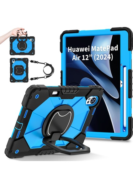 Huawei Matepad AIR(2024)KILIF Silikon+Pc Kickstand Tablet Kapağı-Siyah/mavi (Yurt Dışından)