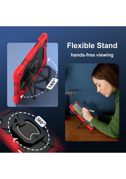 Huawei Matepad AIR(2024)KILIF Silikon+Pc Kickstand Tablet Kapağı-Kırmızı/siyah (Yurt Dışından)