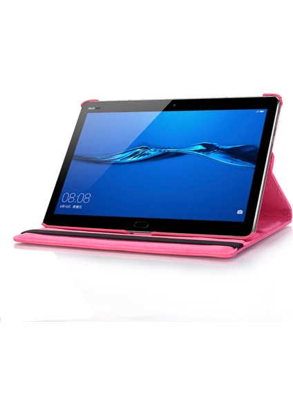 Huawei Mediapad M5 Lite 10/c5 10-Rose Için Döner Standlı Litchi Deri Deri Tablet Kılıfı (Yurt Dışından)