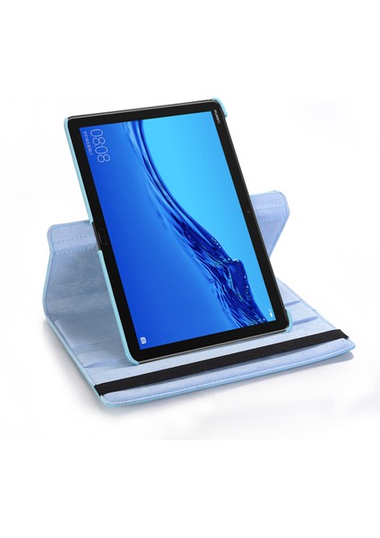 Huawei Mediapad M5 Lite 10/c5 10-Bebek Mavisi Için Döner Standlı Litchi Deri Deri Tablet Kapak Kılıf (Yurt Dışından)