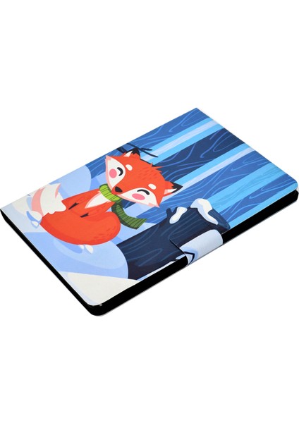 Darbeye Dayanıklı Desen Baskı Kartı Yuvası Pu Deri Tablet Kılıfı Huawei Mediapad T5 10-Fox (Yurt Dışından)