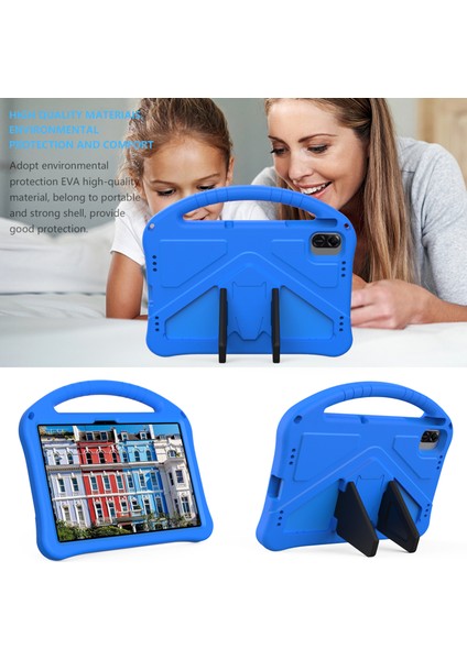 Honor Pad X8A/INFINIX Xpad Kılıf Eva Tablet Kapak Saplı Kickstand Çocuk Dostu-Mavi (Yurt Dışından)