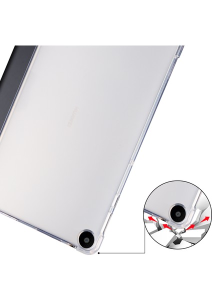 Huawei Matepad Se Için 10.4-Inç Kılıf Üç Katlı Stand Tablet Pu Deri Kapak ile Kalem Yuvası-Siyah (Yurt Dışından)
