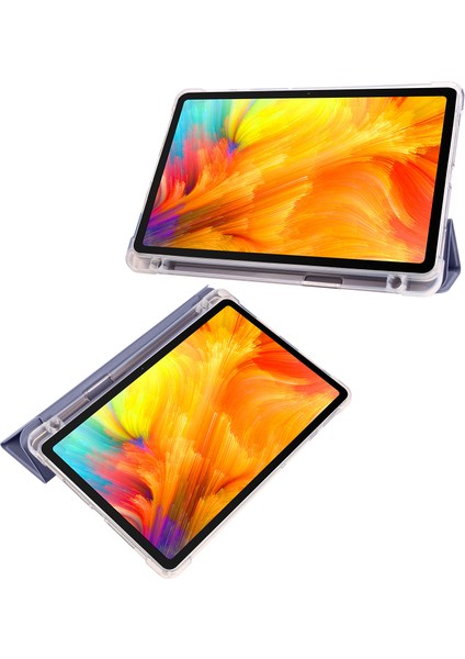 Huawei Matepad Se Için 10.4-Inç Kılıf Üç Katlı Stand Tablet Pu Deri Kapak ile Kalem Yuvası-Mor (Yurt Dışından)