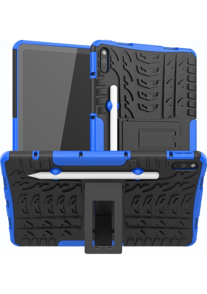 Huawei Matepad 10.4(2020)/(2022)/HONOR V6-Blue Için Lastik Desenli Şık Pc+Tpu Kılıfı (Yurt Dışından)