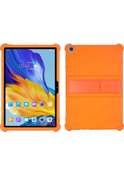 Honor Pad 7 10,1 Inç 2020 Için Yumuşak Silikon Kapak, Pc Kickstand Tasarımlı Tablet Koruyucu Kılıf-Turuncu (Yurt Dışından)