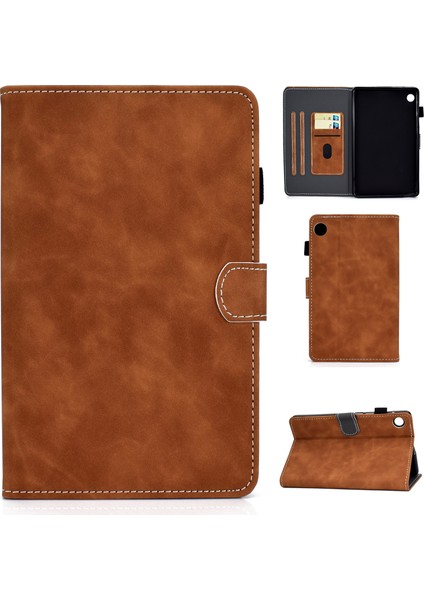 Huawei Matepad T8-Brown Için Kart Yuvalı Deri Stand Kılıfı (Yurt Dışından)
