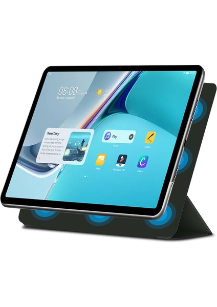 Manyetik Otomatik Emilmiş Üç Katlı Stand Deri Tablet Kılıfı Huawei Huawei Matepad 11(2021)-YEŞIL (Yurt Dışından)