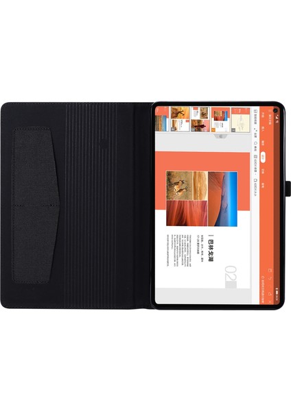 Huawei Matepad Se 11 Için Deri Kılıf Kart Tutucu Kumaş Doku Tablet Standı Kapak-Siyah (Yurt Dışından)
