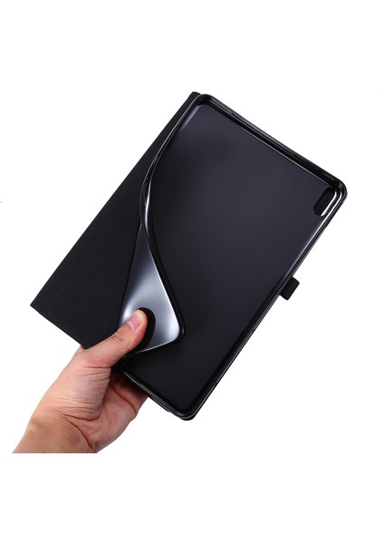 Huawei Matepad Se 11 Için Deri Kılıf Kart Tutucu Kumaş Doku Tablet Standı Kapak-Siyah (Yurt Dışından)