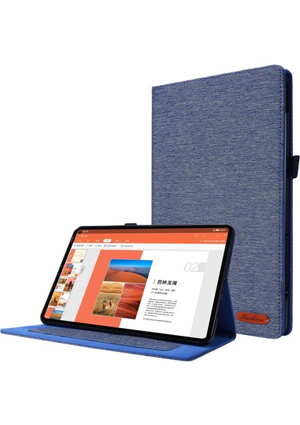 Huawei Matepad Se 11 Için Deri Kılıf Kart Tutucu Kumaş Doku Tablet Standı Kapak-Mavi (Yurt Dışından)