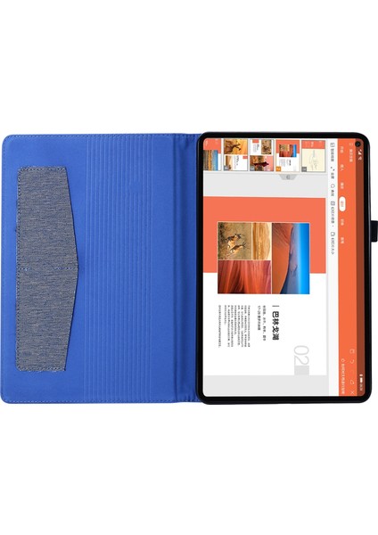 Huawei Matepad Se 11 Için Deri Kılıf Kart Tutucu Kumaş Doku Tablet Standı Kapak-Mavi (Yurt Dışından)
