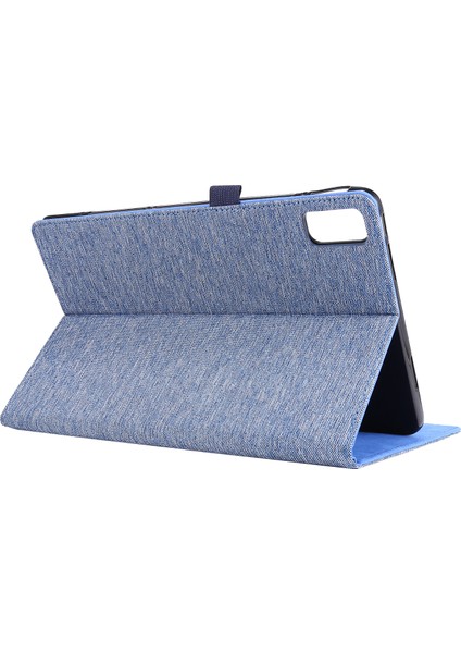Huawei Matepad Se 11 Için Deri Kılıf Kart Tutucu Kumaş Doku Tablet Standı Kapak-Mavi (Yurt Dışından)
