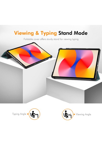 Enkay Şapka Prens Huawei Matepad Se 11 Kılıf Pu Deri + Pc Üç Katlı Stand Tablet Kapak-Siyahımsı Yeşil (Yurt Dışından)