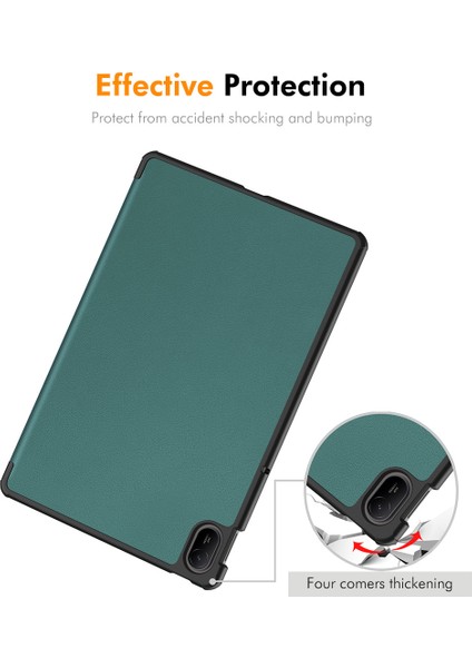 Enkay Şapka Prens Huawei Matepad Se 11 Kılıf Pu Deri + Pc Üç Katlı Stand Tablet Kapak-Siyahımsı Yeşil (Yurt Dışından)