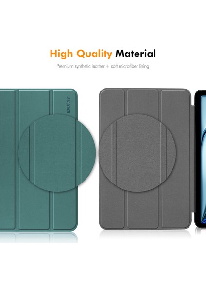 Enkay Şapka Prens Huawei Matepad Se 11 Kılıf Pu Deri + Pc Üç Katlı Stand Tablet Kapak-Siyahımsı Yeşil (Yurt Dışından)