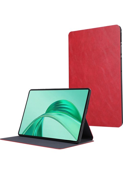 Honor Pad X8A Darbeye Dayanıklı Kılıf Pu Deri Tablet Kılıfı - Kırmızı Standlı (Yurt Dışından)