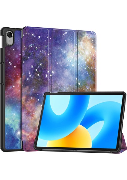 Huawei Matepad 11.5 Için Üç Katlı Stand Tablet Kapak Desen Baskı Pu Deri Tablet Kılıfı-Galaxy (Yurt Dışından)