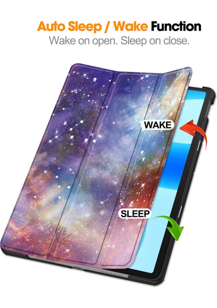 Huawei Matepad 11.5 Için Üç Katlı Stand Tablet Kapak Desen Baskı Pu Deri Tablet Kılıfı-Galaxy (Yurt Dışından)