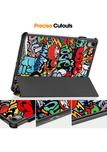 Huawei Matepad 11 (2023) Için Üç Katlı Stand Tablet Kılıfı Otomatik Uyandırma/uyku-Graffiti ile Pu Deri Desenli Kapak (Yurt Dışından)
