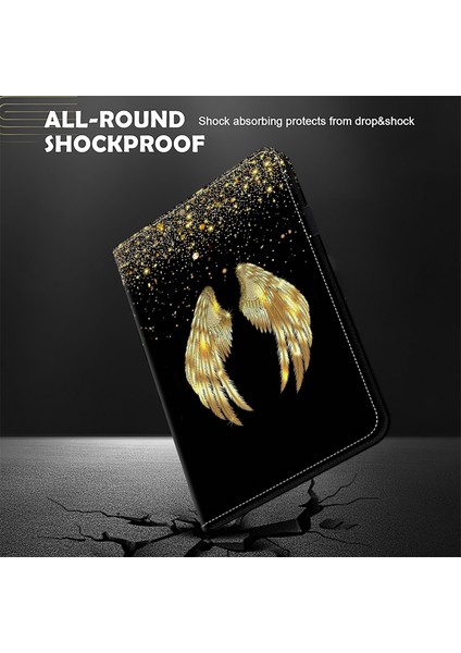 Honor Pad X8A Kılıf Kapak Standı Deri Tablet Kapak Desenli Baskılı-Altın Kanatlar (Yurt Dışından)