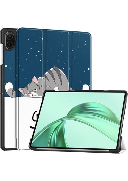 Honor Pad X8A Kılıf Desen Baskı Deri Standı Tablet Kapak-Kedi Için (Yurt Dışından)