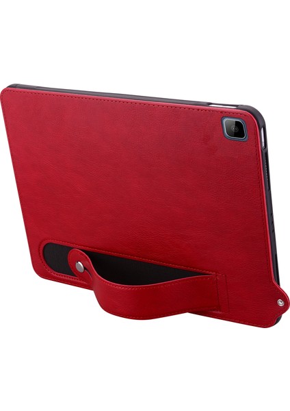 Tablet Kılıfı Honor Pad X8/pad X8 Lite/pad 6 10.1 Inç/huawei Enjoy Tablet 2 10.1 El Kayışı Kickstand Deri Kapak-Kırmızı (Yurt Dışından)