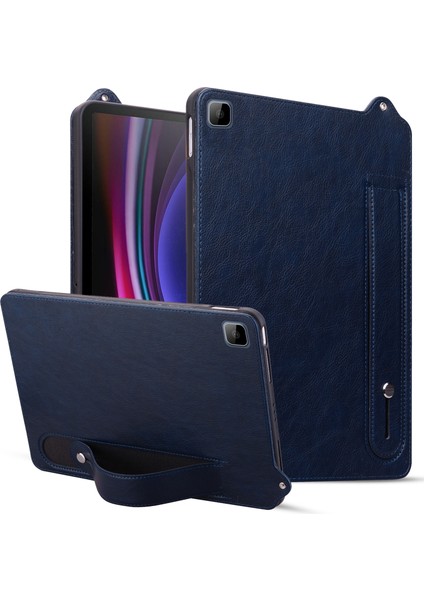 Tablet Kılıfı Honor Pad X8/pad X8 Lite/pad 6 10.1 Inç/huawei Enjoy Tablet 2 10.1 El Kayışı Kickstand Deri Kapak-Mavi (Yurt Dışından)