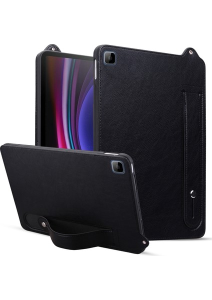 Tablet Kılıfı Honor Pad X8/pad X8 Lite/pad 6 10.1 Inç/huawei Enjoy Tablet 2 10.1 El Kayışı Kickstand Deri Kapak-Siyah (Yurt Dışından)