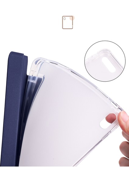 Huawei Matepad 11 (2021) Için Pu Deri Üç Katlı Stand Folyo Darbeye Dayanıklı Kılıf Otomatik Uyku/uyandırma Akıllı Tablet Kapağı, Kalem Tutucu-Koyu Mavi (Yurt Dışından)