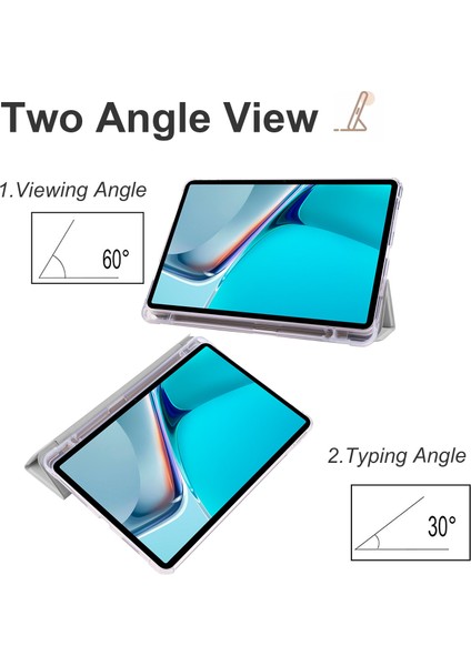 Huawei Matepad 11 (2021) Için Pu Deri Üç Katlı Stand Folyo Darbeye Dayanıklı Kılıf Otomatik Uyku/uyandırma Akıllı Tablet Kapağı ile Kalem Tutucu-Gri (Yurt Dışından)